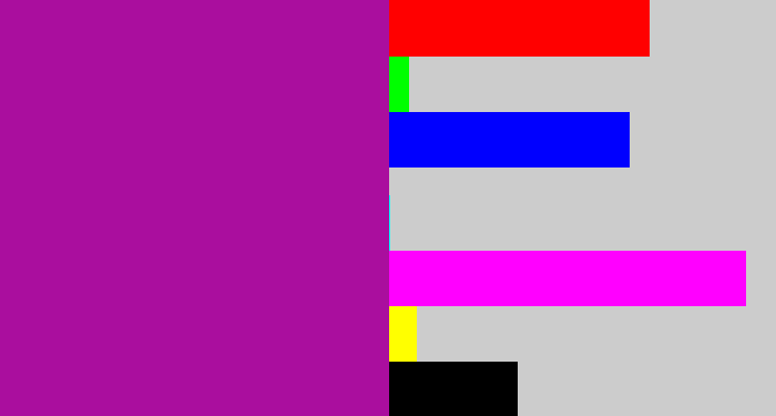 Hex color #aa0e9e - barney purple