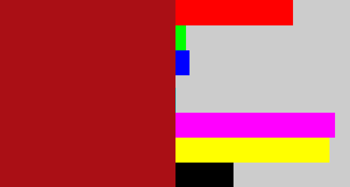 Hex color #aa0f15 - darkish red