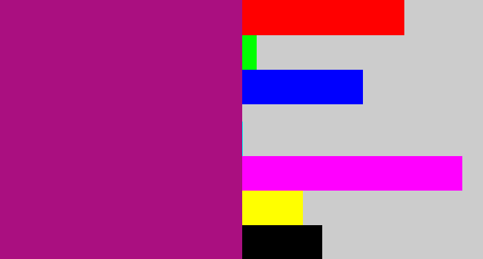 Hex color #aa0f80 - barney purple