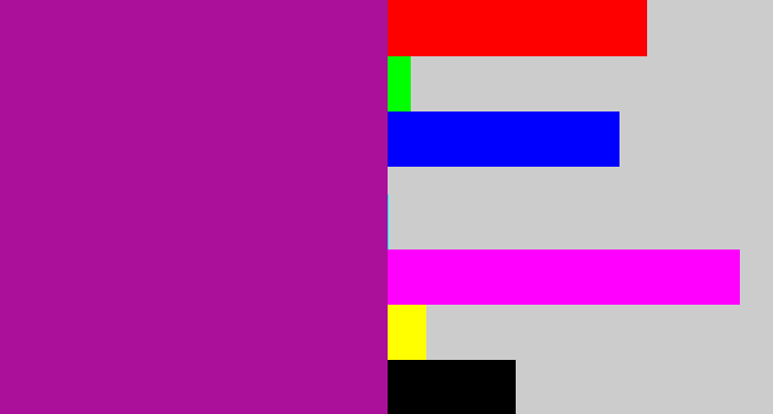 Hex color #aa1099 - barney purple