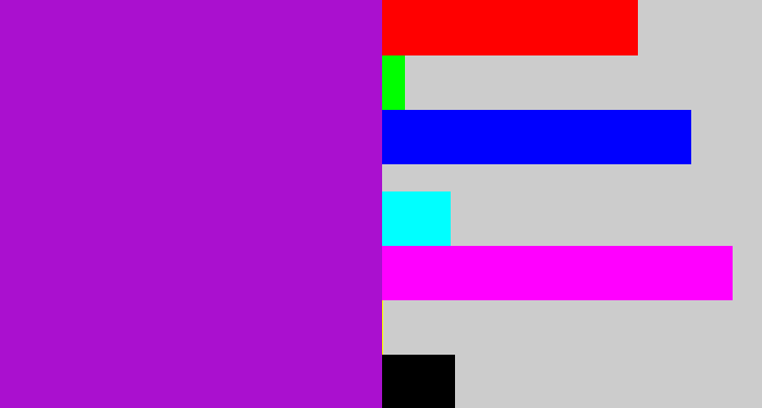 Hex color #aa10cf - vibrant purple