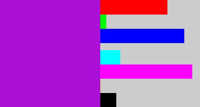 Hex color #aa10d5 - vibrant purple