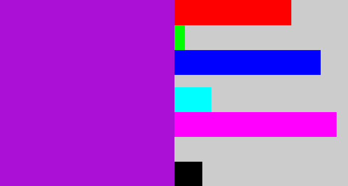 Hex color #aa10d6 - vibrant purple