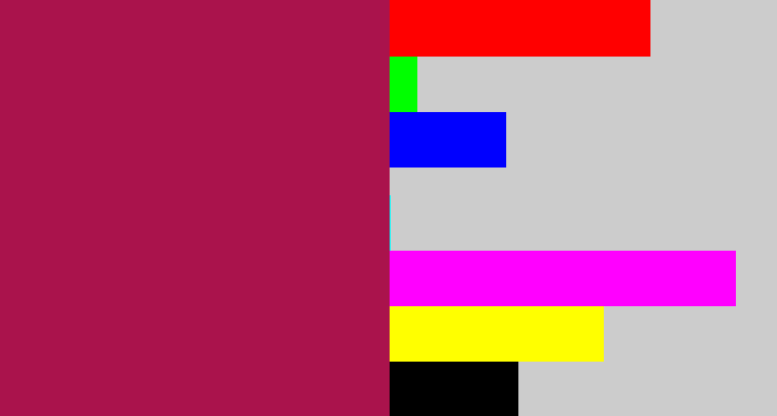 Hex color #aa134c - purplish red