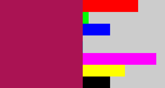 Hex color #aa1353 - purplish red