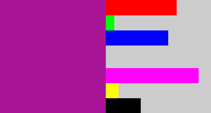 Hex color #aa1496 - barney purple