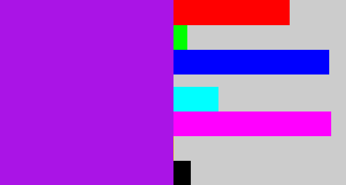 Hex color #aa14e6 - violet