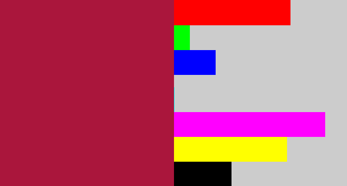 Hex color #aa163c - rouge