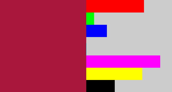 Hex color #aa173c - rouge