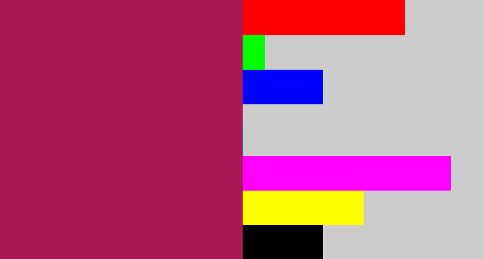 Hex color #aa1755 - dark fuchsia