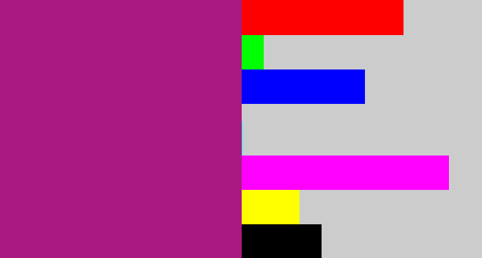 Hex color #aa1881 - barney purple