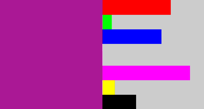 Hex color #aa1895 - barney purple