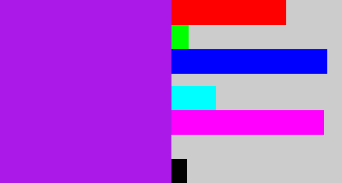 Hex color #aa19e7 - violet