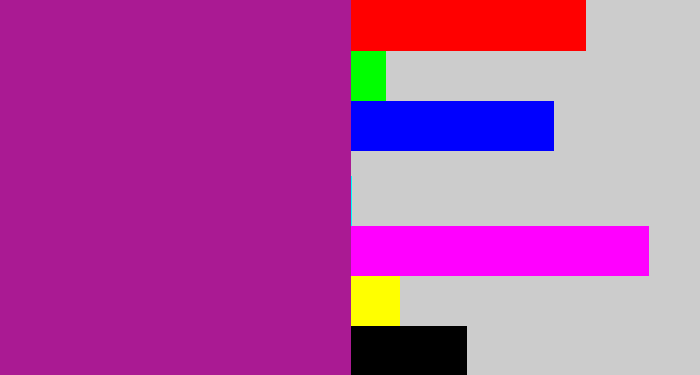 Hex color #aa1a93 - barney purple