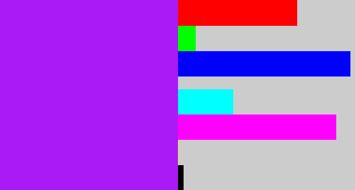 Hex color #aa1af7 - electric purple