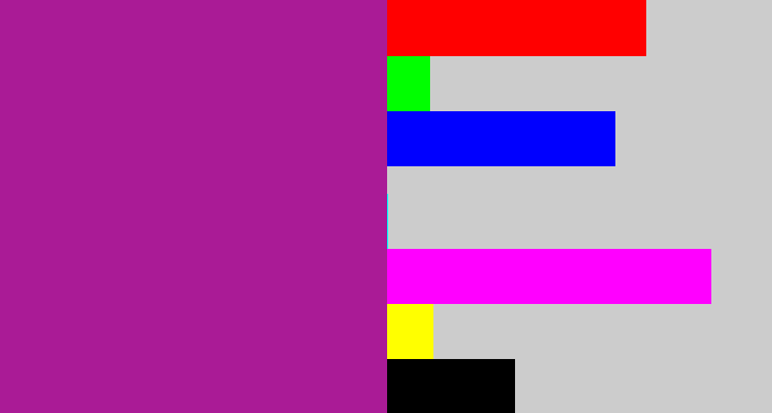 Hex color #aa1b96 - barney purple
