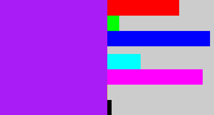 Hex color #aa1cf5 - electric purple