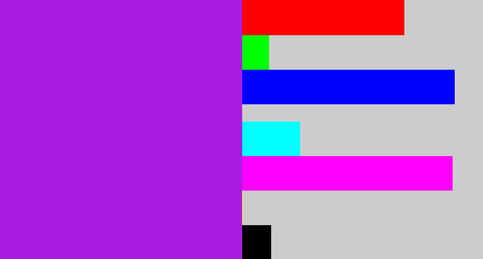 Hex color #aa1de0 - violet