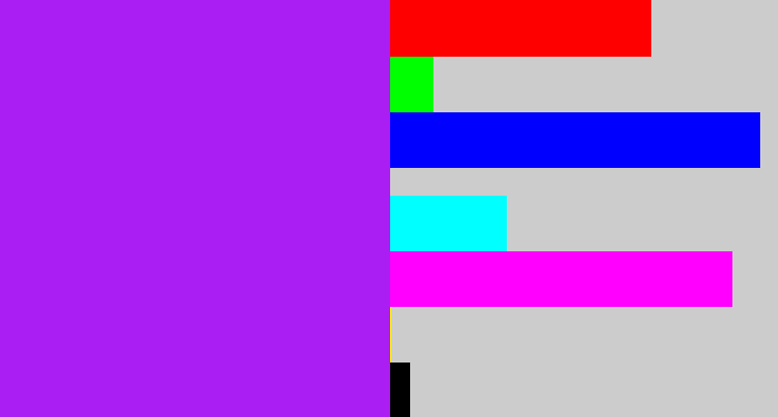 Hex color #aa1df3 - electric purple