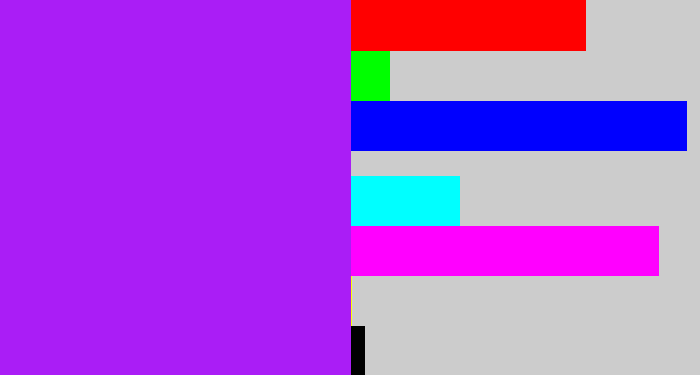 Hex color #aa1df6 - electric purple