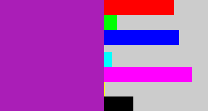 Hex color #aa1eb7 - barney