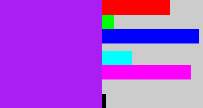 Hex color #aa1ef4 - electric purple