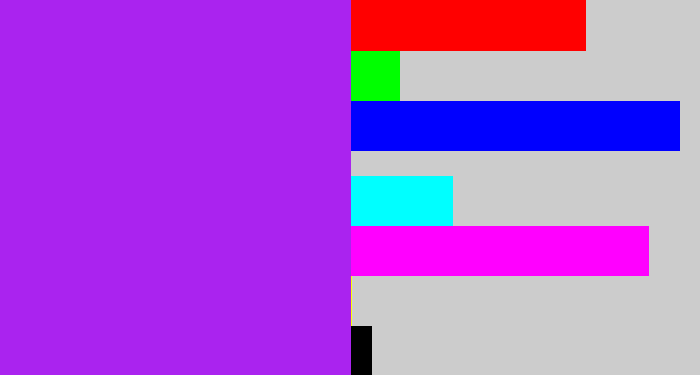 Hex color #aa23ef - electric purple