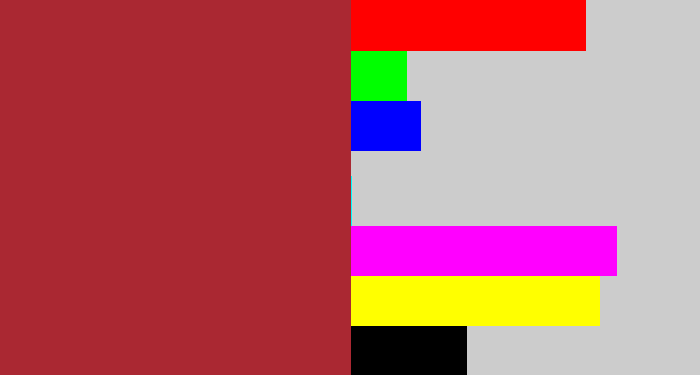 Hex color #aa2832 - brick