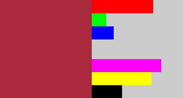 Hex color #aa293c - rouge