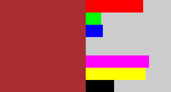 Hex color #aa2d33 - brick