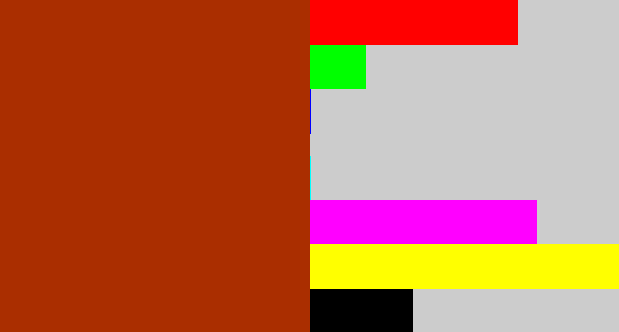 Hex color #aa2e00 - rust red