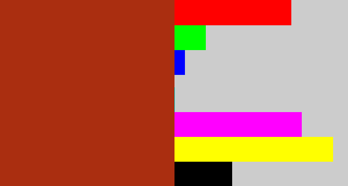 Hex color #aa2e10 - rusty red
