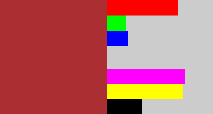 Hex color #aa2e32 - brick