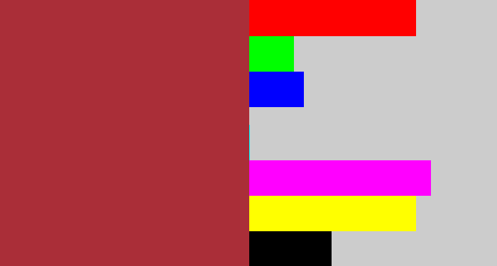 Hex color #aa2e38 - brick
