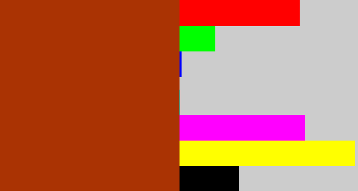 Hex color #aa3303 - russet