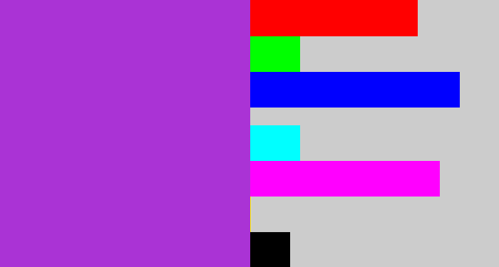 Hex color #aa33d5 - lightish purple