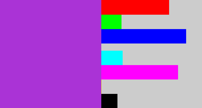 Hex color #aa33d6 - lightish purple