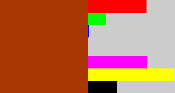 Hex color #aa3602 - rust