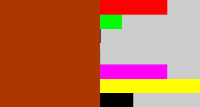 Hex color #aa3800 - rust