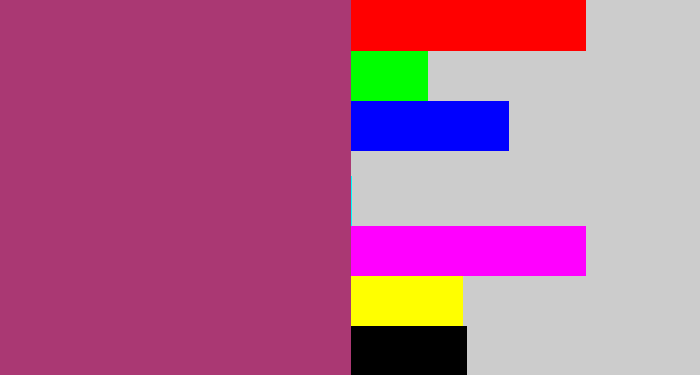 Hex color #aa3873 - light burgundy