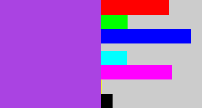 Hex color #aa43e2 - lightish purple