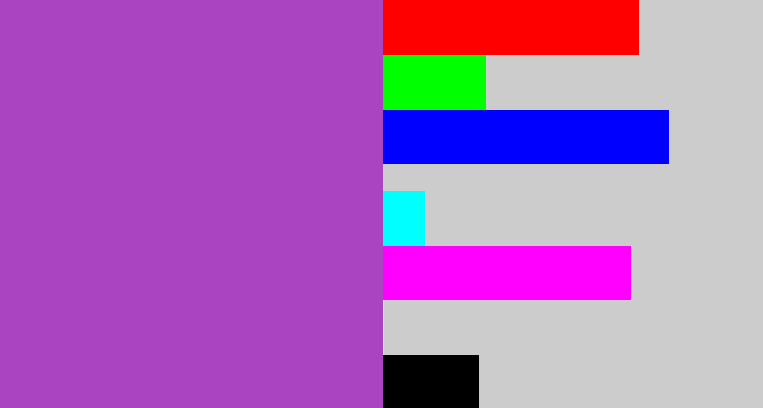 Hex color #aa44c0 - purply