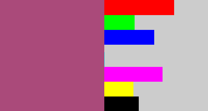Hex color #aa4a7a - light plum