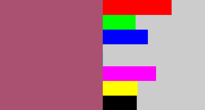 Hex color #aa5171 - light plum