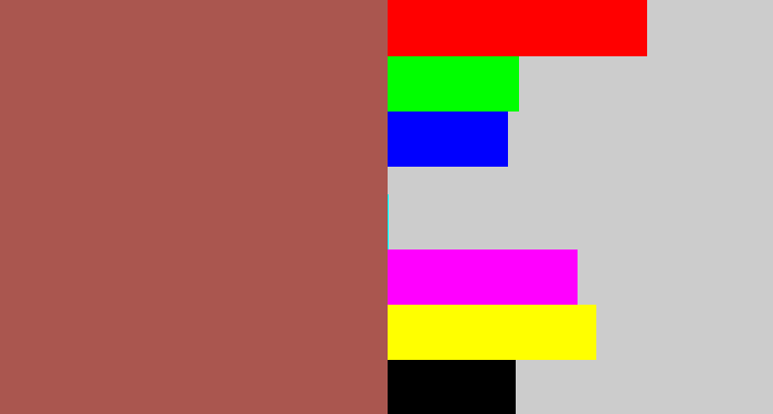 Hex color #aa564f - light maroon