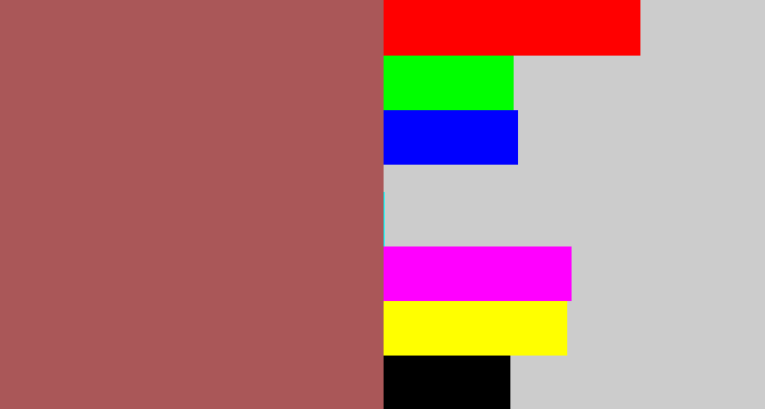 Hex color #aa5758 - light maroon