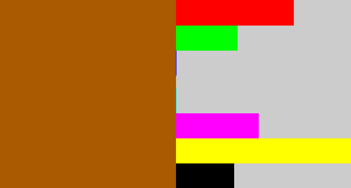Hex color #aa5a00 - orangey brown