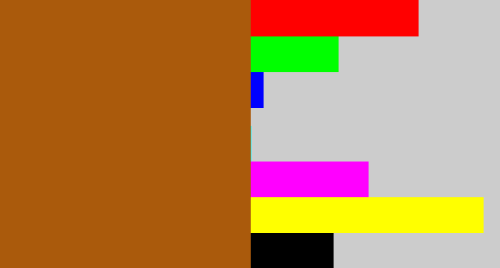 Hex color #aa5a0c - raw umber