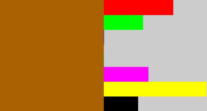 Hex color #aa6101 - orangey brown