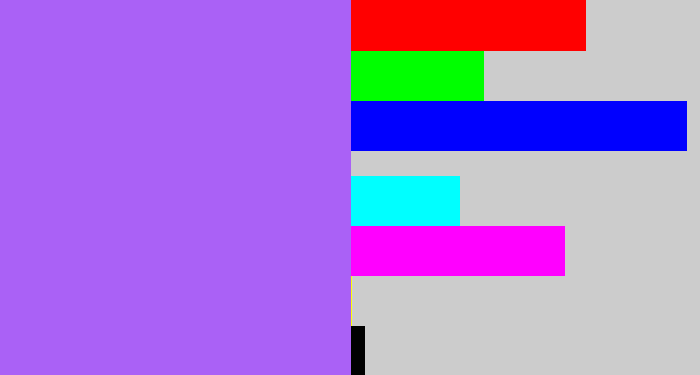 Hex color #aa61f6 - lighter purple